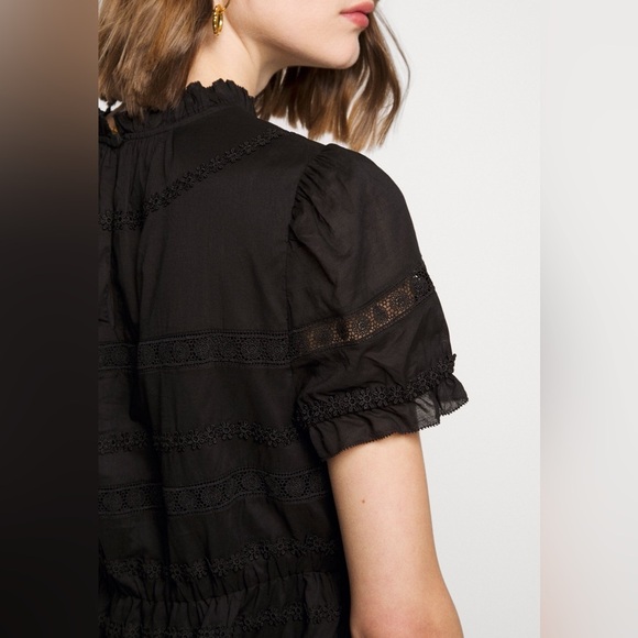 J. Crew Puff Sleeve Daisy Chain Dress Black - Picture 6 of 7